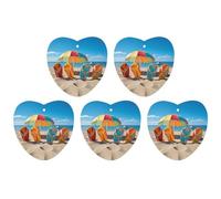 5 Pieces Car Air Freshener Colorful Flip Flops Beach Ball Printed Car Aromatherapy Tablets Scented Cards Hanging Scented Cards Rearview Mirror Pendant
