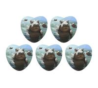 5 Pieces Car Air Freshener Cute Hippos Printed Car Aromatherapy Tablets Scented Cards Hanging Scented Cards Rearview Mirror Pendant