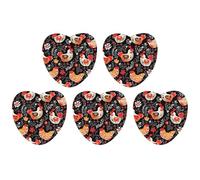 5 Pieces Car Air Freshener Cute Rooster Chickens Printed Car Aromatherapy Tablets Scented Cards Hanging Scented Cards Rearview Mirror Pendant