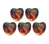 5 Pieces Car Air Freshener Dragon King in Fire Printed Car Aromatherapy Tablets Scented Cards Hanging Scented Cards Rearview Mirror Pendant