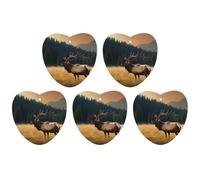 5 Pieces Car Air Freshener Elk In The Meadow Printed Car Aromatherapy Tablets Scented Cards Hanging Scented Cards Rearview Mirror Pendant