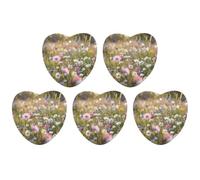 5 Pieces Car Air Freshener Flowers in The Field Printed Car Aromatherapy Tablets Scented Cards Hanging Scented Cards Rearview Mirror Pendant