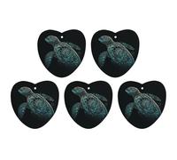 5 Pieces Car Air Freshener Glowing Green Sea Turtle Printed Car Aromatherapy Tablets Scented Cards Hanging Scented Cards Rearview Mirror Pendant