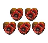 5 Pieces Car Air Freshener Red Sunflower Printed Car Aromatherapy Tablets Scented Cards Hanging Scented Cards Rearview Mirror Pendant