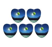 5 Pieces Car Air Freshener Tennis Ball in The Air Printed Car Aromatherapy Tablets Scented Cards Hanging Scented Cards Rearview Mirror Pendant