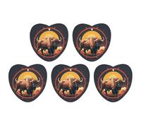 5 Pieces Car Air Freshener Wild American Bison Mountains Printed Car Aromatherapy Tablets Scented Cards Hanging Scented Cards Rearview Mirror Pendant