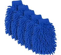 5 Pieces Car Wash Mitts Chenille Microfiber Wash Mittens Double Sided Scratch-Free Wash Mitt (Royal Blue)