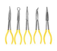 5 Pieces Carbon Steel Long Nose Pliers O-Shape Clamp Spark Plug Pliers Bend Tips Electrician Craft Hand Tool Set O Shape Clamp Hand Tool with Non-Slip Handle