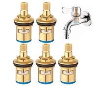 5 Pieces Ceramic Screws Taps Replacement Brass Faucet Valve Core 1/2" Tap Cartridge for Bathroom and Kitchen Faucets