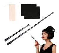 5 Pieces Cigarette Holder for Women Black Retractable Cigarette Holder Long Metal Cigarette Holders（Coarse&Fine），Retro Accessories for Party Cosplay with 1 pcs Storage Bag&2 pcs Cleaning Cloth