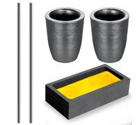 5 Pieces Crucible Metal Melting Kit, Including 2 Clay Graphite Crucible for Gold Melting Metal, 2 Graphite Stir Rod Stick, 1 Graphite Torch Smelting Casting Ingot Mold