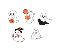 5 Pieces Cute Ghost Enamel Pins Halloween Pumpkin Ghost Witch Cat Brooches Cartoon Badges Backpack Jacket Clothes DIY Accessory Gift