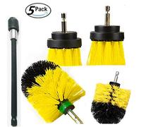 5 Pieces Different Size Cleaning Supplies Drill Brush Attachment Kit with 6 Inch Extender Power Scrubber/Toilet Brush/Bathroom Shower Cleaner/Grout Cleaner/Scrub Brush/Tub and Floor Scrubber