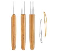 5 Pieces Dreadlock Crochet Hook Tool Kit Braid Hair Dreadlocks Needle Weaving Crochet for Braid Craft,Includes 3Pcs Dreadlock Crochets with 1 Hook 2 Hooks 3 Hooks for Braid Craft (0.5 mm)
