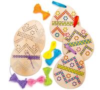 5 Pieces Easter Wooden Embroidery Starter Set Eggs Wooden Bookmark Sewing Cross Stitch DIY Sewing Knitting Crafts Decorations with Cross Stitch Frame Needles Threads Ribbons for Kids Beginners