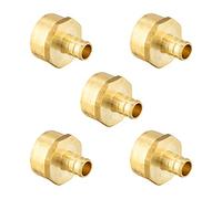 5 Pieces EFIELD Barb Crimp Pex 1/2" x 3/4" Female NPT Thread Adapter Brass Fittings, ASTM F1807,(PEX1807037-5PCS)