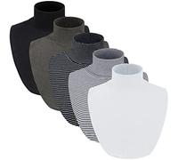 5 Pieces Fake Turtleneck Collars Detachable Dickey Collar Half Top Mock Blouse False High Warmer Turtle Necks for Women, Black, White Gray, Blacksolid, Striped, Medium