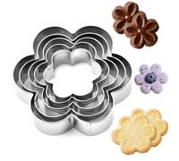 5 Pieces Flower Cookie Cutters Set for Baking Mousse,Stainless Steel Flower Shaped Cake and Biscuit Cutters,Various Size are Suitable for Decorating Christmas Birthdays Easter and Fun Time with Kids
