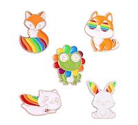 5 Pieces Fox Rabbit Frog Cat Brooch Pin Coat Collar Badge Clothing Bag Accessory for Women Men Girls Boys