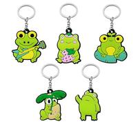 5 Pieces Frog Keychains, Animal Cartoon Keychains, Funny Keychains, Frog Gifts for Girls and Boys