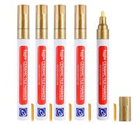 5 Pieces Grout Pen Gold Waterproof, Tile Restorer Pen, Joint Renewal Repair Marker with Replacement Tip, Quick Drying for Wall, Floor, Kitchens and Bathrooms