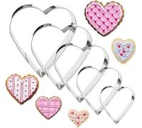 5 Pieces Heart Cookie Cutter - Shaped Pastry Cutter - Heart Cutter Made of Stainless Steel with Multiple Sizes - Perfect for Valentine's Day, Easter Cakes, Pastries, and scones