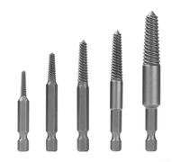 5 Pieces Hex Screw Extractor Set for Removing Stripped, Stuck, Broken, and Rusted Screws and Bolts on Various Materials Including Wood and Metal with Heavy Duty Steel