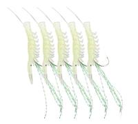 5 Pieces Hooks with Shrimp Glow in the Dark - Realistic Bait for Water and Salt Lake River Sea