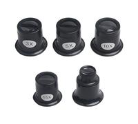 5 Pieces Jeweler's Magnifying Glass, Aluminum Alloy Magnifying Glass, Magnifying Glass Set, 3x, 5x, 10x, 15x, 20x, Suitable for Jewelry Repair, Gemstone Inspection and Watch Inspection