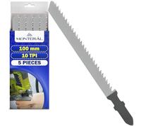 5 Pieces Jigsaw Blades 100 mm 10 TPI - Jigsaw Blades Wood Made of Hardened Carbon Steel HCS 65Mn - Downward Cut - MONTERAL