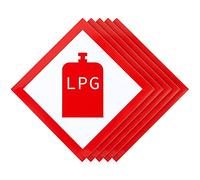 5 Pieces LPG Sticker for Motorhome Caravan Gas Sticker Self Adhesive Gas Bottle Campervan Warning Car Safety Decal, 3.9 x 3.9 Inch