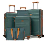 5 Pieces Luggage Set with Wheels, ABS Hard Suitcase Sets with TSA Lock, Carry-on Luggage, Checkered Luggage and Large Suitcase, Lightweight Durable Travel Suitcase for Men and, Dark Green, 71.12 cm