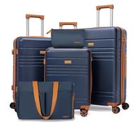 5 Pieces Luggage Set with Wheels, ABS Hard Suitcase Sets with TSA Lock, Carry-on Luggage, Checkered Luggage and Large Suitcase, Lightweight Durable Travel Suitcase for Men and, Porsche Blue, L