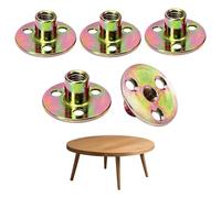 5 Pieces M8 Flanged Nut - T-Nut with Hole, Round Base Screw T-Nut, Galvanized Iron with Round Base for Fixing Connecting Furniture