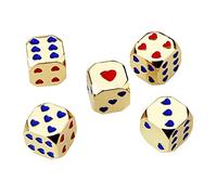 5 Pieces Metal Heart Pattern Unique-Dice Round Corner Role Playing 6 Sided Table Game Smooth-Surface Role Playing Dice Party