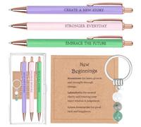 5 Pieces New Job Gifts For Women Crystal Gifts 3 Fancy Ballpoint Pen 1 Moonstone Crystal Keychain With Card 1 Plastic Storage Set Good Luck Gifts Encouragement Gifts For Women Friends Coworkers