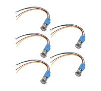 5 Pieces of 16mm Push Button Switches, Momentary Action with Ring LED Light for Various Voltage Applications (red)