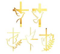 5 Pieces Of Acrylic Cake Card Insert, Cake Decorations, And Dove-Shaped Card Insert, Suitable For Baptism, Weddings, And Communion.