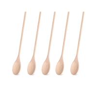 5 Pieces of Beech Wood Spoons, Natural Wooden Long-Hand Soup Spoons, Kitchen Cooking Tools, Environmentally Friendly Tableware.