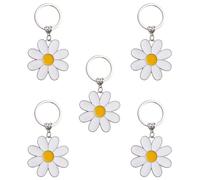 5 Pieces of Daisy Key Ring, Creative Floral Key Chain, Metal Key Pendant, Cute Bag Hanging Ornament, Classic Fashion Key Accessories