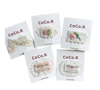 5 pieces of fabric hair clips, hand-embroidered lace cute side clips that won't damage the hair