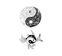 5 Pieces Of Flying Fish Gossip Yin And Yang Tattoo Stickers Personalized Non-Reflective Long-Lasting Tattoos