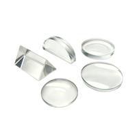 5 Pieces Optics Experiment Kit Convex Concave Lens & Prism Geometric Demonstration Set Physics Lab Teaching Supplies