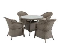 5 Pieces Outdoor Patio PE Rattan Dining Set, Four Seater , Grey