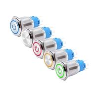 5 Pieces PC Power Button Push without Fixation Start Stop Latch on off Switch 12v Metal Computer Buttons 16 19 22 mm 220v 5v 24v IDGTTLDF(Yellow)