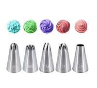 5 Pieces Piping Nozzles Kit Stainless Steel Large Piping Tips Cake Piping Nozzles Tips Nozzles for Decoration DIY Icing Tool for Cream Cupcake Cookie Decorating