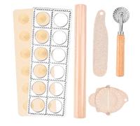 5 Pieces Ravioli Mold Set 12 Holes Ravioli Maker Press, Ravioli' Stamp Maker Cutte/r Set with Rolling Pin, Dumpling Maker' Mold for Ravioli', Dumpling, Pierogi, Hand Pie(Color:Wood)