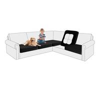 5 Pieces Sectional Sofa Seat Cushion Covers, Stretch Velvet L Shape Separate Couch Cushion Slipcovers, Thick Washable Non-Slip Corner Furniture Protector (Black,5 Seater)