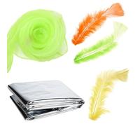 5 Pieces Sensory Toys, Sensory Scarf Feathers and Foil Blanket Set, Sensory Play for 3+ Years Kid, Color Recognition Christening Shower Gift Presents Party Supplies-Green