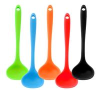 5 Pieces Silicone Ladles for Cooking - 8.3 inch Soup Ladle Spoon Heat Resistant Kitchen Ladle Spoons, Cooking and Serving Spoon for Soup Sauce Chili Gravy Salad Canning Pouring (5 Colors)